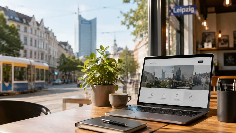 Webdesigner aus Leipzig arbeitet an einer Website auf einem Laptop
