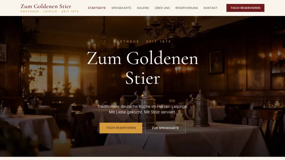 Vorschau der Restaurant-Modellseite Goldener Stier als unverbindliches Orientierungsbeispiel