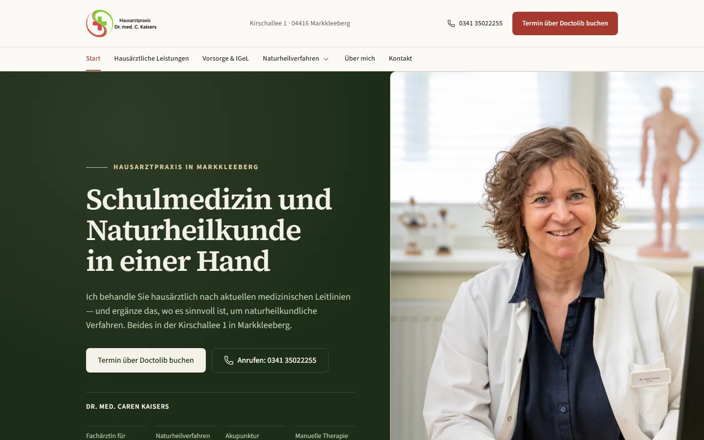 Startseite von hausarztpraxis-kaisers.de als Webdesign-Referenz
